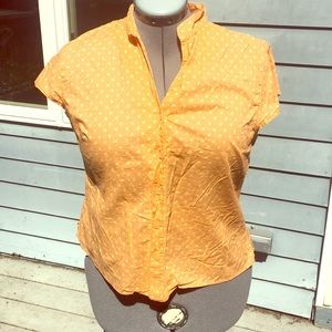 orange/yellow polka dot blouse 100% cotton…